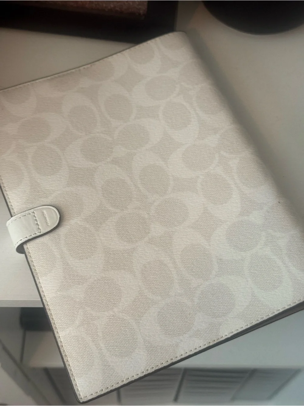 Coach White/Chalk/Gold Notebook In Signature Canvas Agenda Calendar Cover